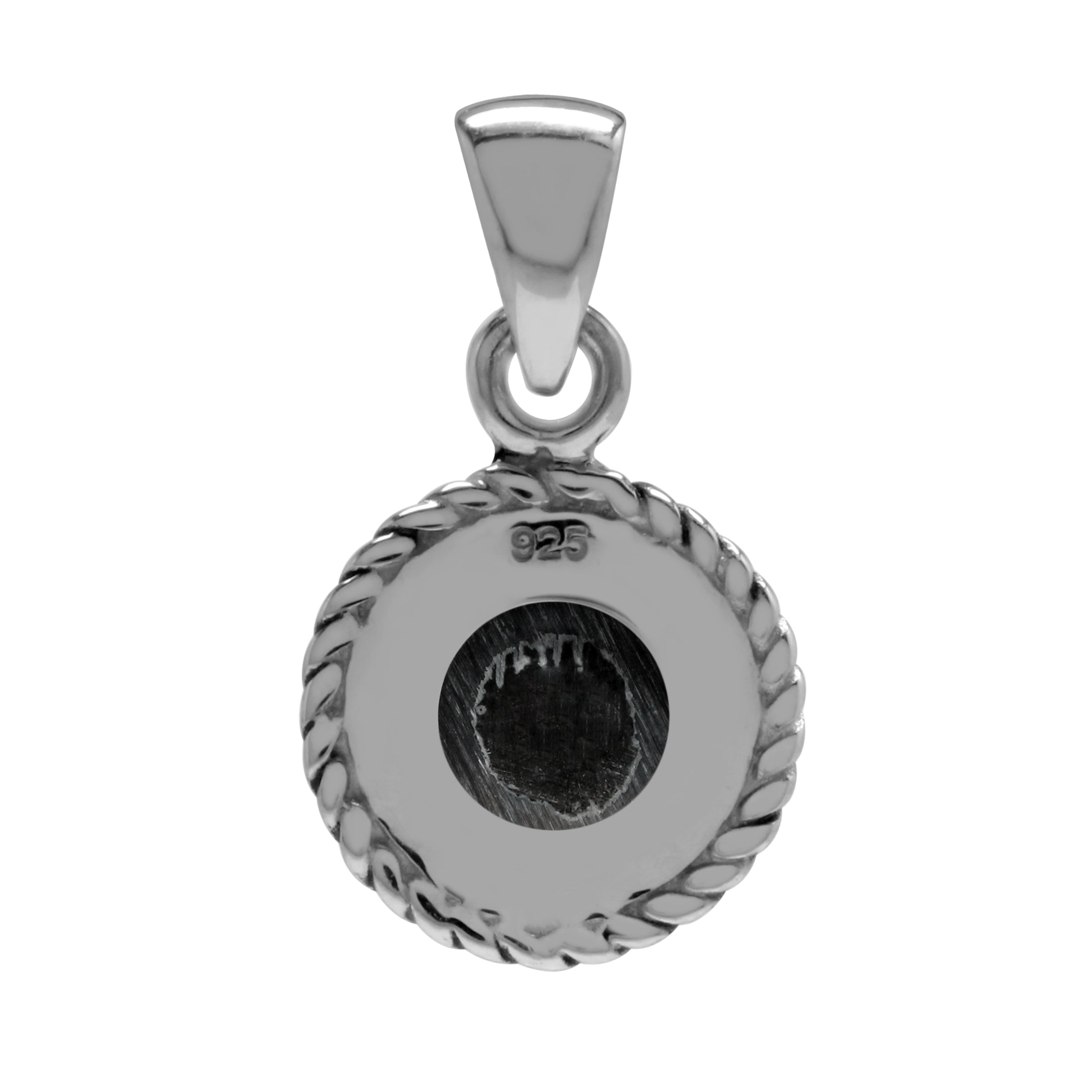 Created Black Onyx 925 Sterling Silver Rope Solitaire Pendant with 18 Inch Chain Necklace - Silvershake-store