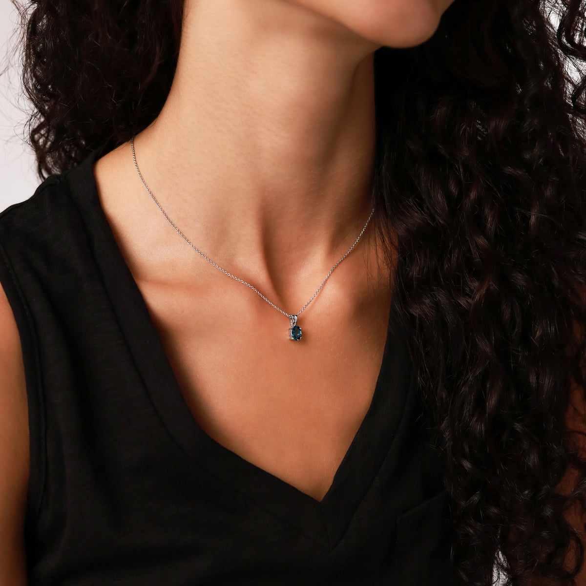 7x5MM Created Alexandrite 925 Sterling Silver Solitaire Pendant w/18" Necklace silvershake