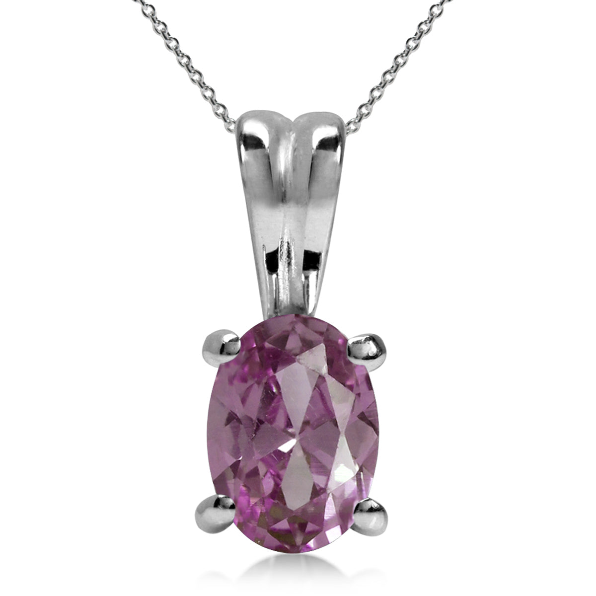 7x5MM Created Alexandrite 925 Sterling Silver Solitaire Pendant w/18" Necklace silvershake