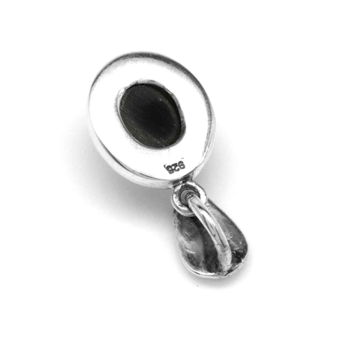 Created Black Onyx 925 Sterling Silver Swirl and Spiral Solitaire Pendant with 18 Inch Chain Necklace