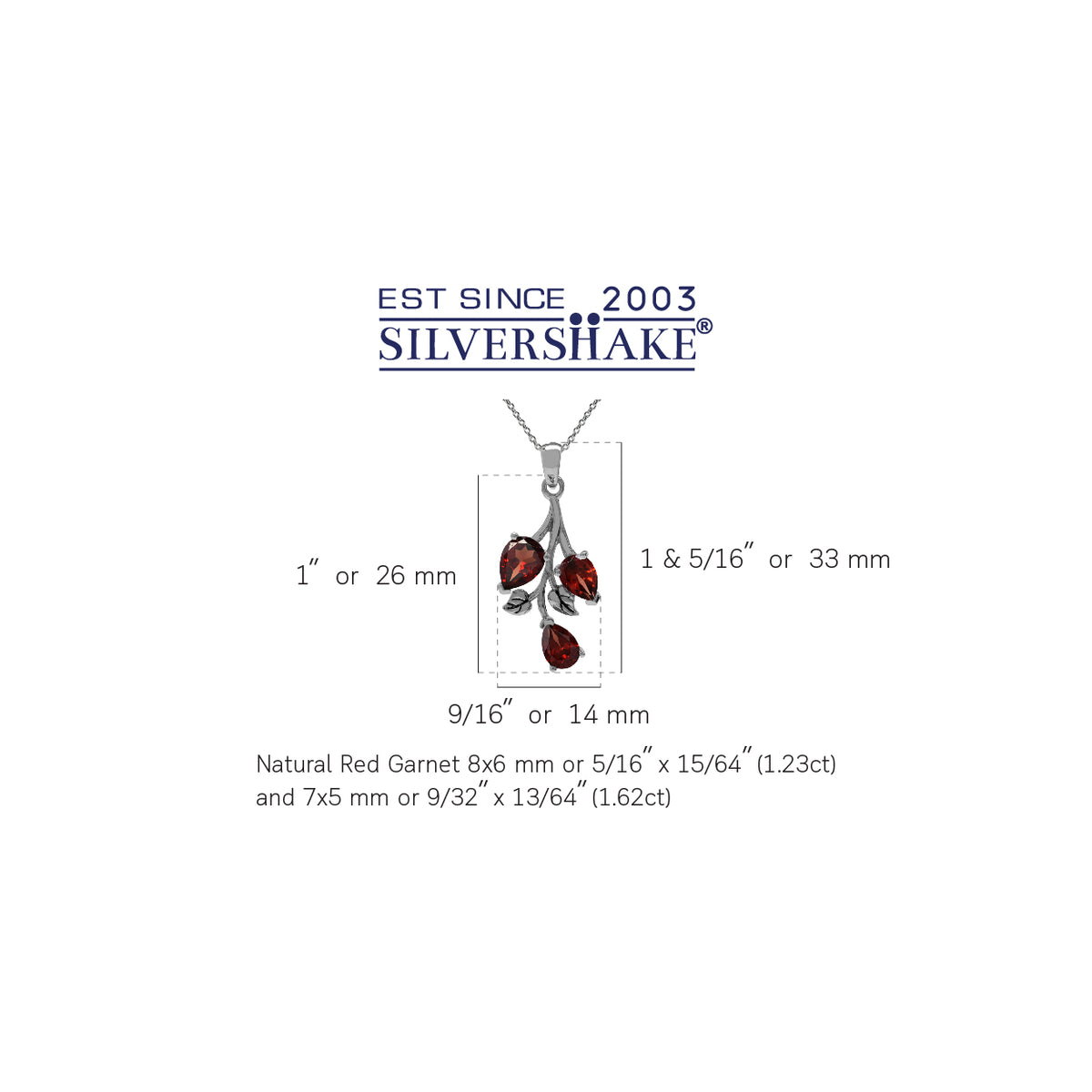 Red Garnet 925 Sterling Silver Floral/ Leaf Pendant/Necklace silvershake