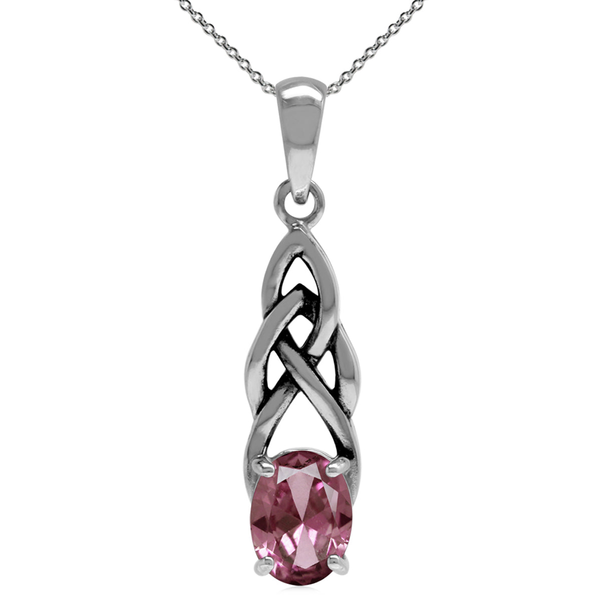 Simulated Color Change Alexandrite 925 Sterling Silver Celtic Knot Pendant with 18 Inch Chain Necklace silvershake