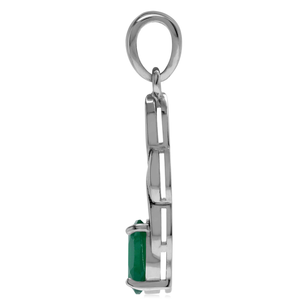 1.12ct Natural Emerald Green Agate 925 Sterling Silver Celtic Knot Pendant w/ 18 Inch Chain Necklace silvershake