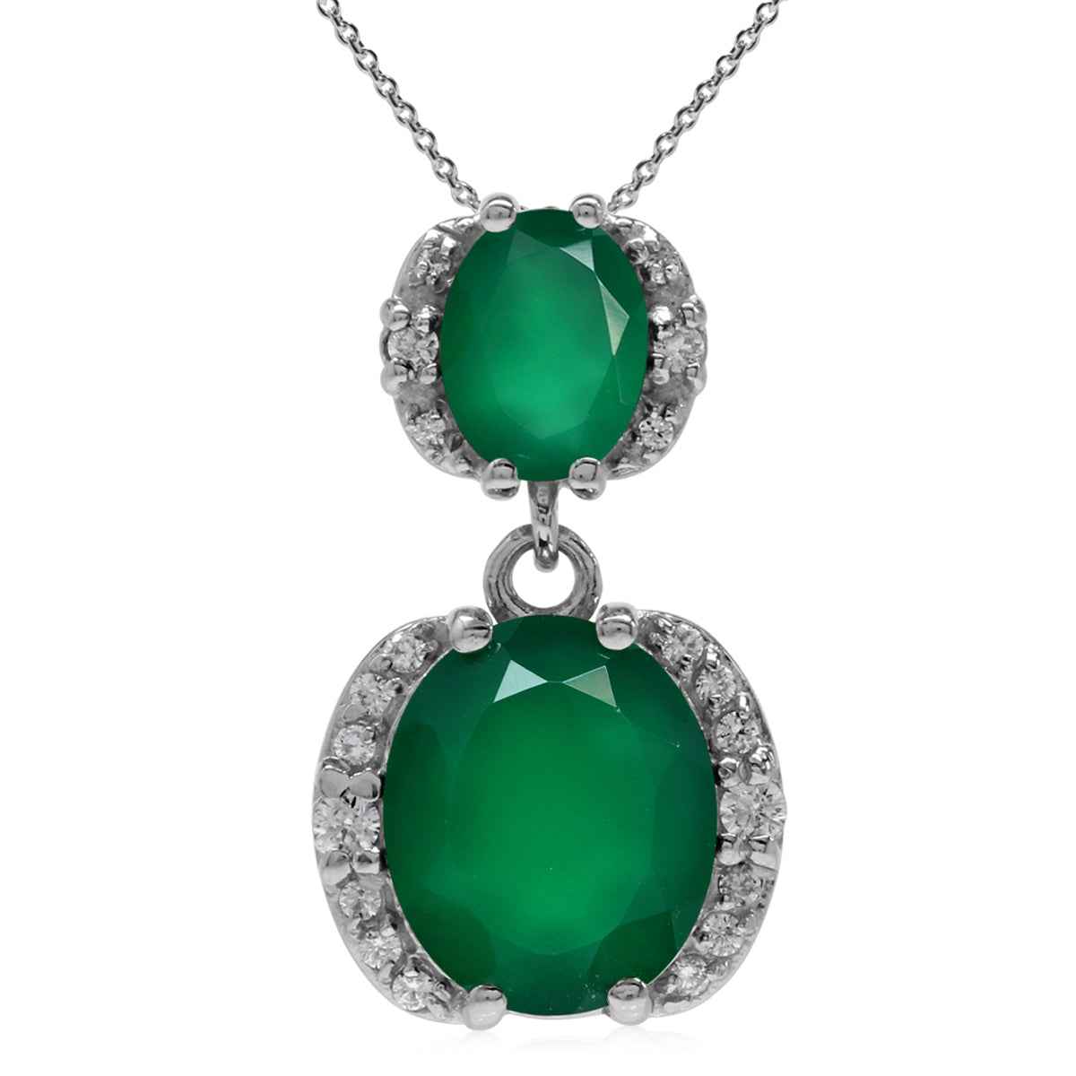5.1ct. Natural Oval Shape Emerald Green Agate 925 Sterling Silver Classic Pendant with 18 Inch Chain Necklace