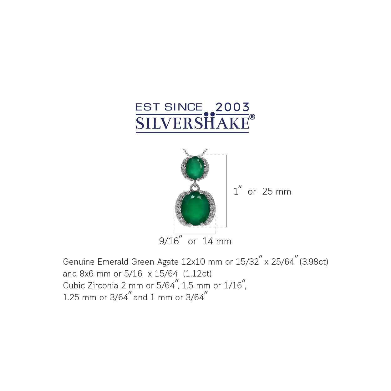 5.1ct. Natural Oval Shape Emerald Green Agate 925 Sterling Silver Classic Pendant with 18 Inch Chain Necklace
