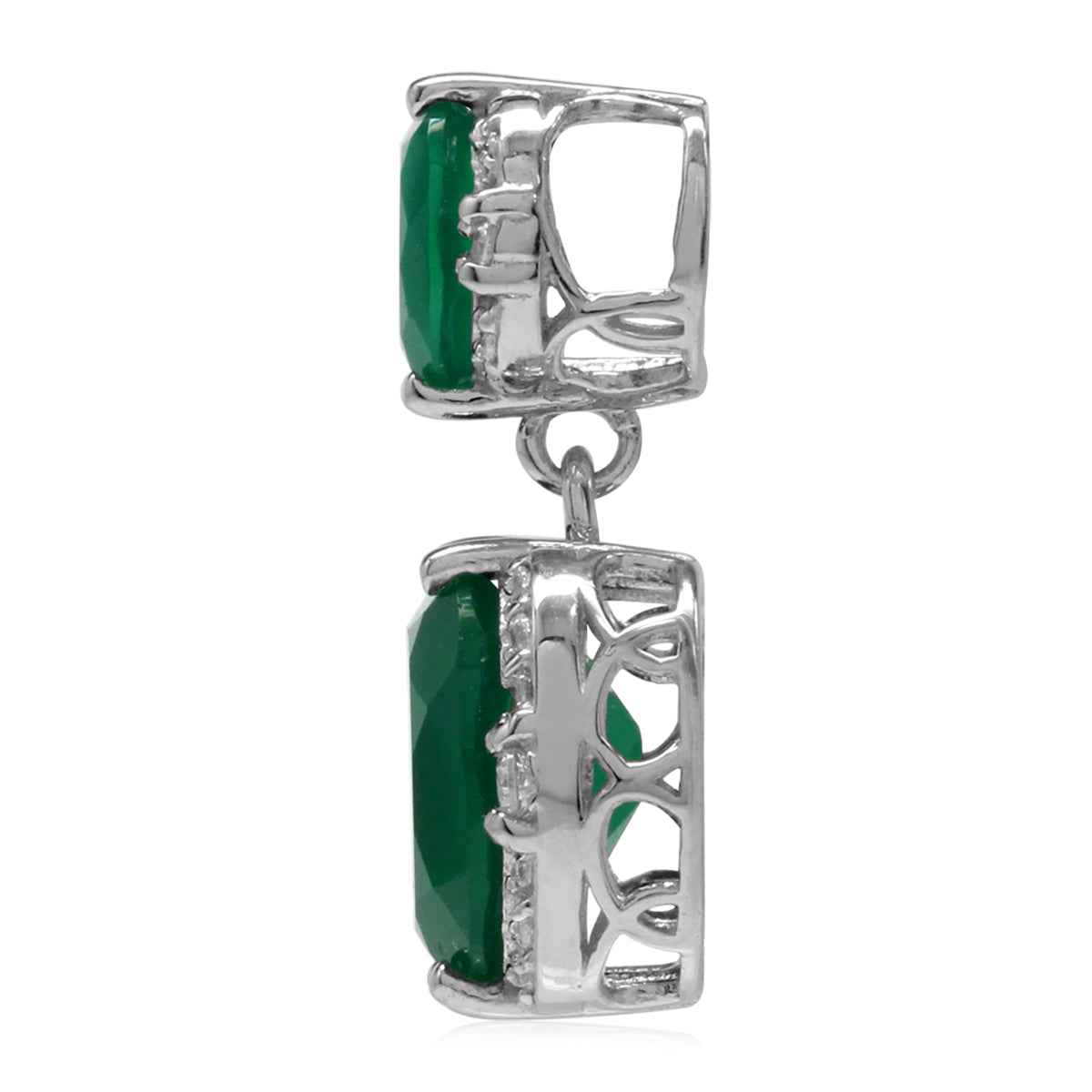 5.1ct. Natural Oval Shape Emerald Green Agate 925 Sterling Silver Classic Pendant with 18 Inch Chain Necklace
