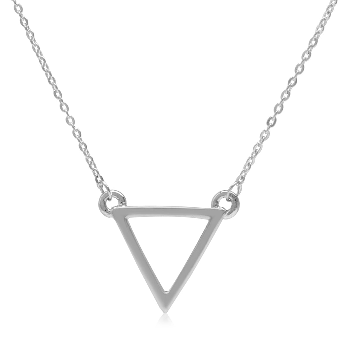 925 Sterling Silver Triangle Geometric Minimalist Pendant with 16 to 18 Inch Chain Necklace