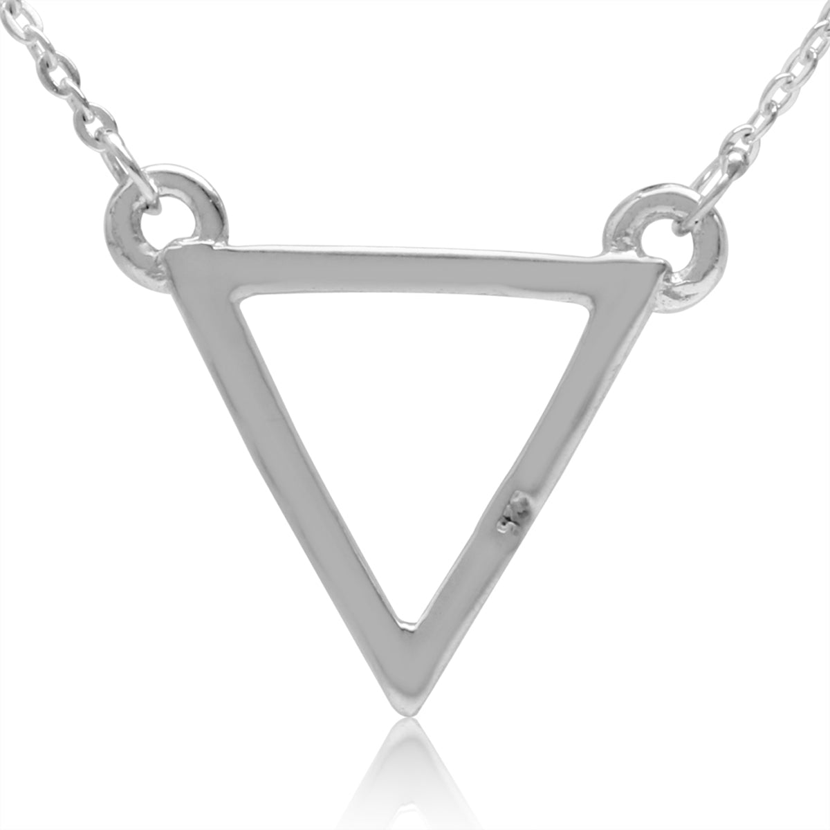 925 Sterling Silver Triangle Geometric Minimalist Pendant with 16 to 18 Inch Chain Necklace