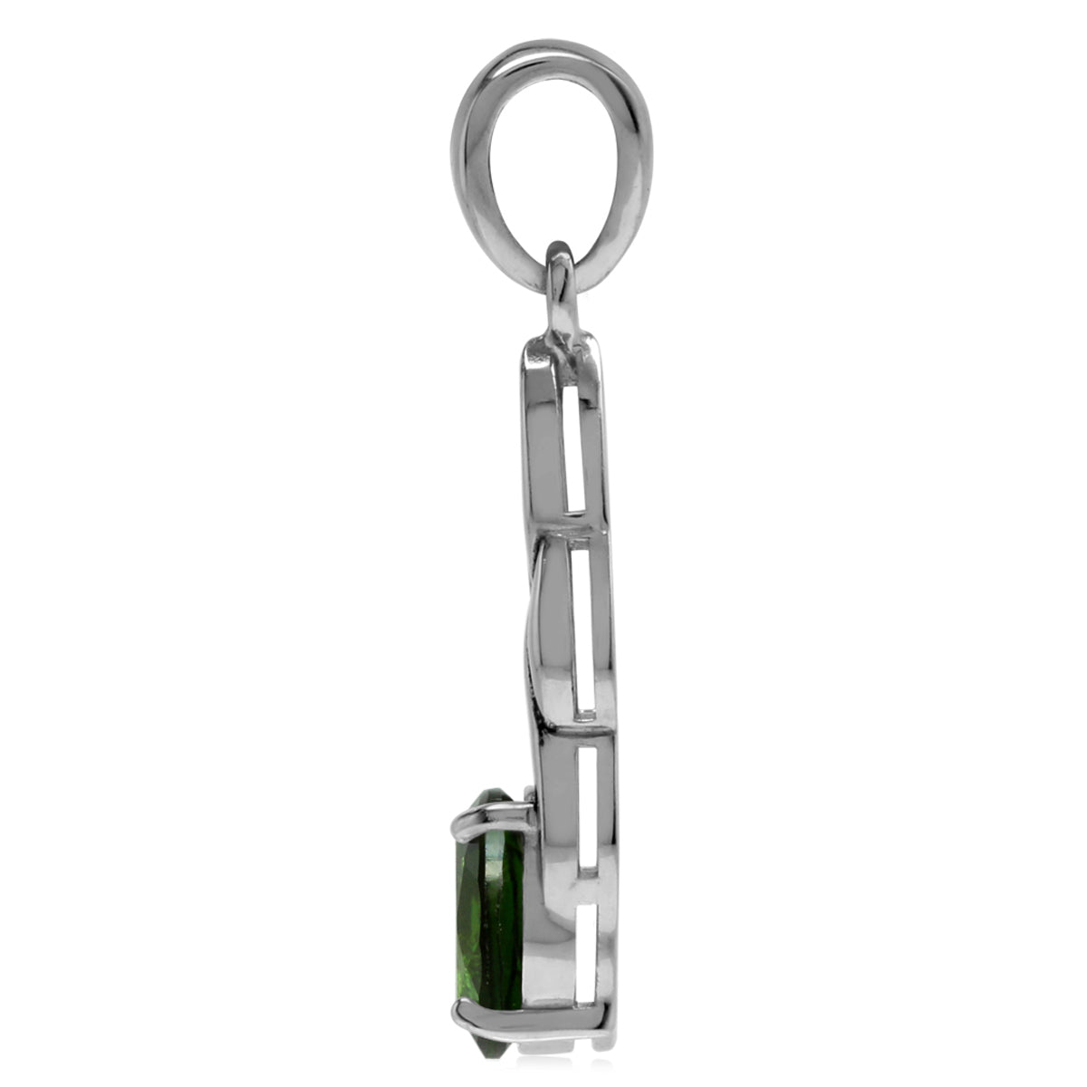 1.15ct. Green Chrome Diopside 925 Sterling Silver Celtic Knot Pendant w/ 18 Inch Chain Necklace silvershake