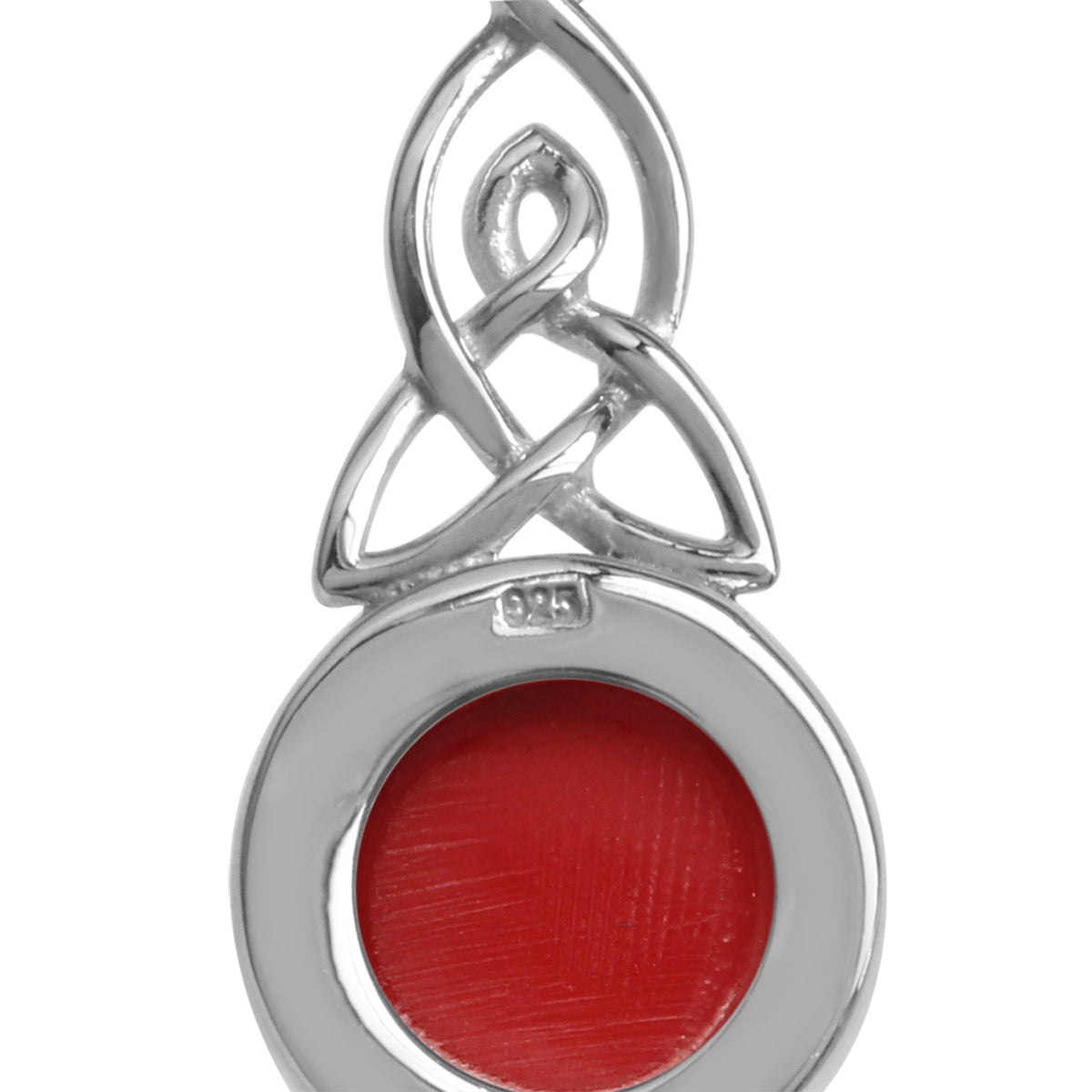 Created Red Coral 925 Sterling Silver Triquetra Celtic Knot Pendant w/ 18 Inch Chain Necklace silvershake