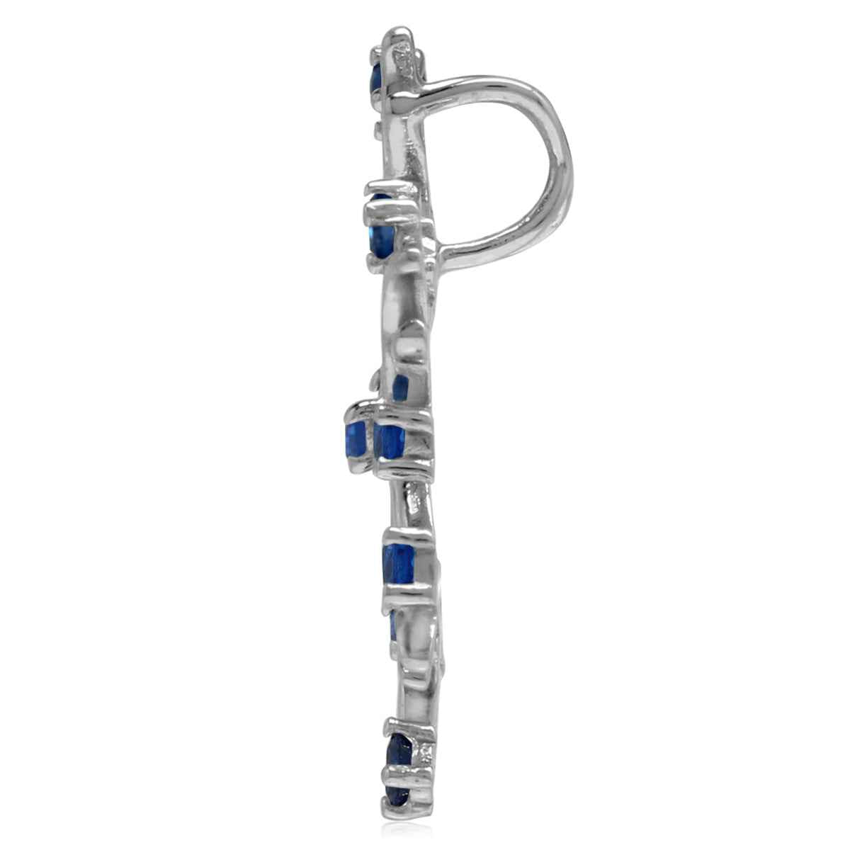 Synthetic Sapphire Blue 925 Sterling Silver Snowflake Pendant with 18 Inch Chain Necklace