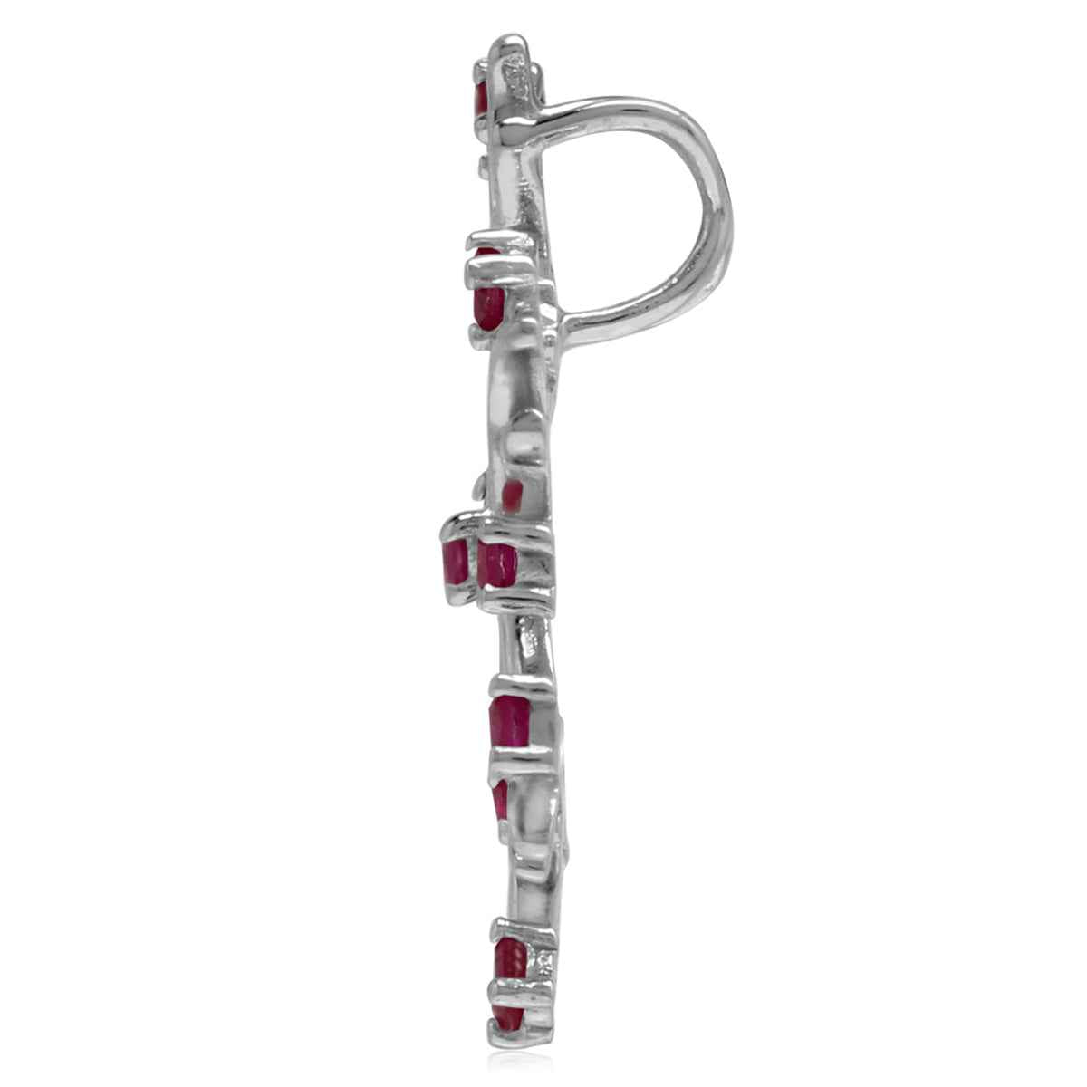 Synthetic Red Ruby 925 Sterling Silver Snowflake Pendant with 18 Inch Chain Necklace