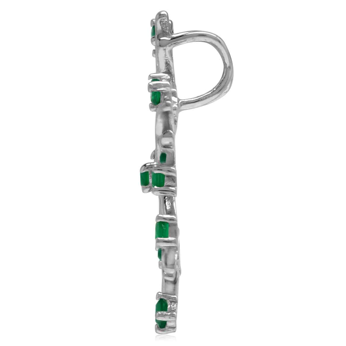 Natural Emerald Green Agate 925 Sterling Silver Snowflake Pendant with 18 Inch Chain Necklace