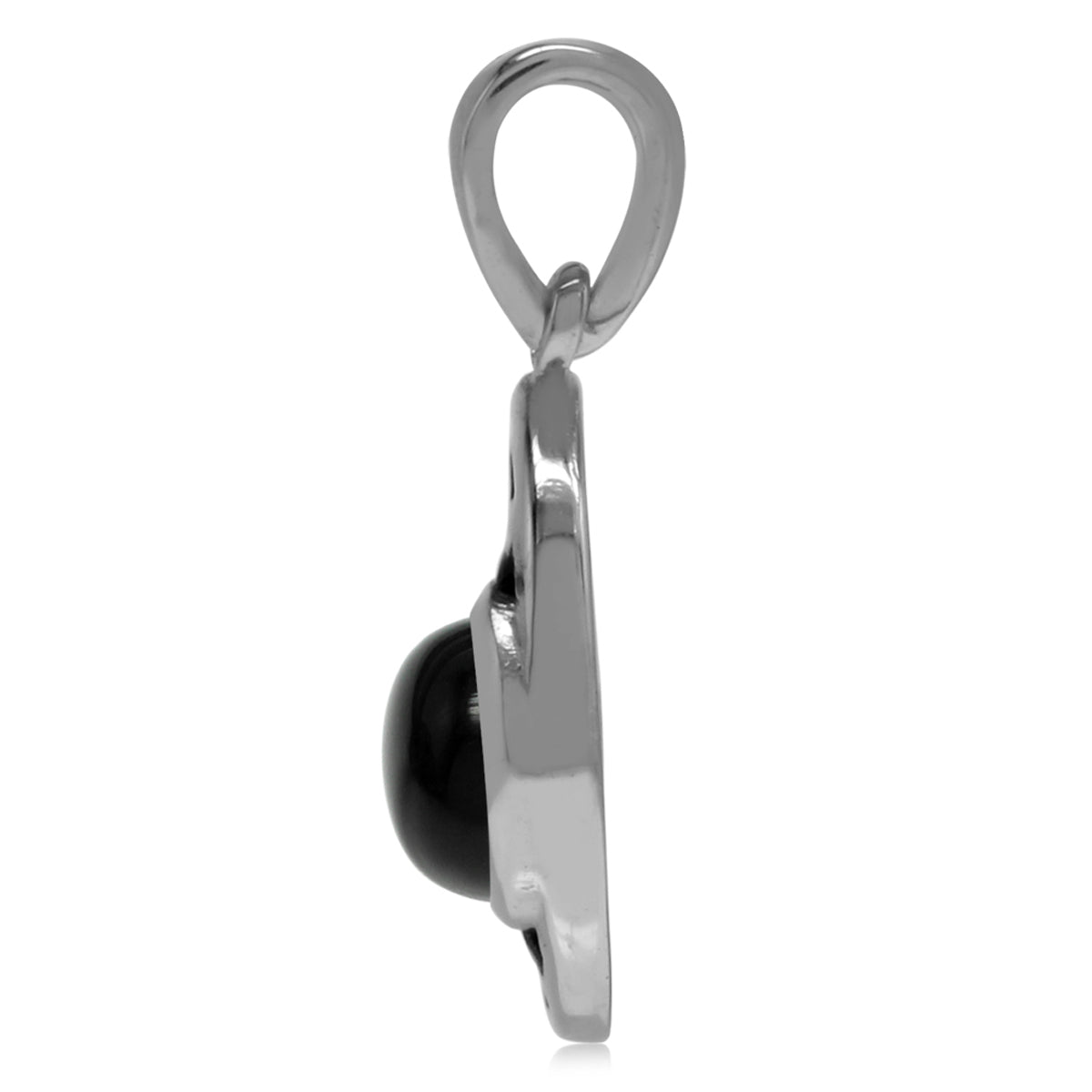 Natural Black Onyx 925 Sterling Silver Filigree Crescent Moon Pendant with 18 Inch Chain Necklace