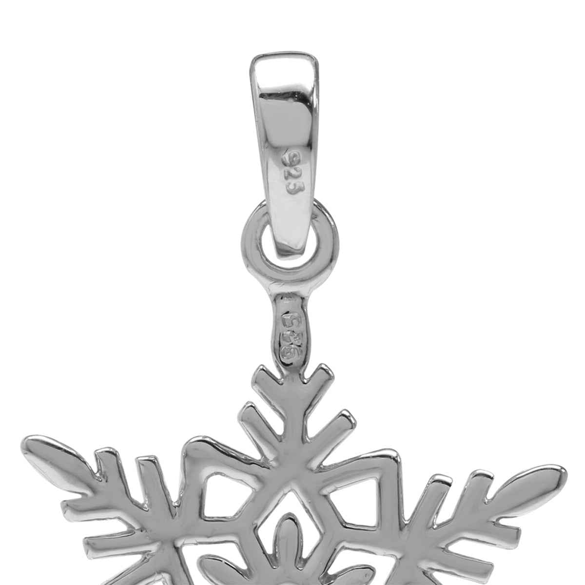 Nano Green Emerald CZ 925 Sterling Silver Snowflake Pendant 18 Inch Chain Necklace