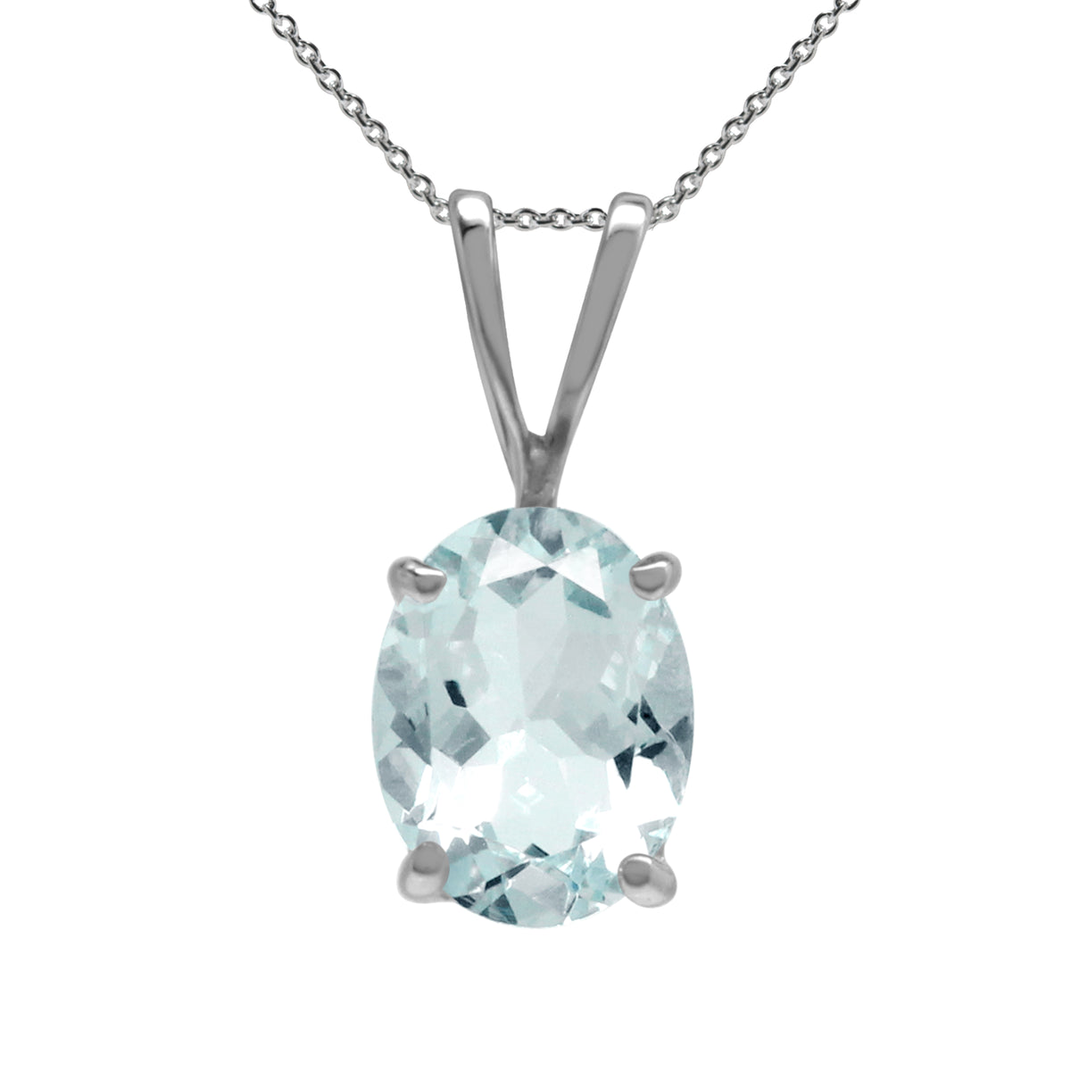 1 Ct Light Blue Aquamarine 925 Sterling Silver Solitaire Pendant/Necklace silvershake