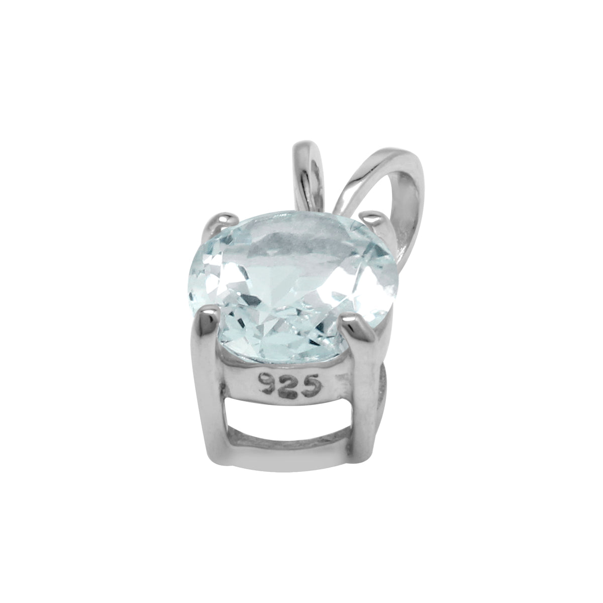 1 Ct Light Blue Aquamarine 925 Sterling Silver Solitaire Pendant/Necklace silvershake
