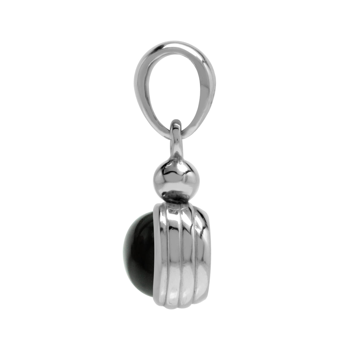 6MM or 0.24 Inch Natural Black Onyx 925 Sterling Silver Minimalist Pendant w/ 18 Inch Chain Necklace for Women