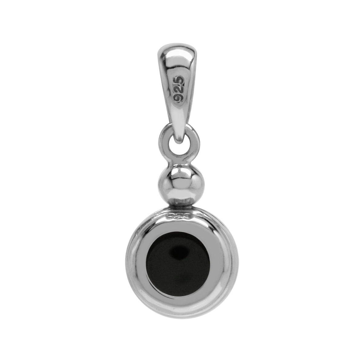 6MM or 0.24 Inch Natural Black Onyx 925 Sterling Silver Minimalist Pendant w/ 18 Inch Chain Necklace for Women