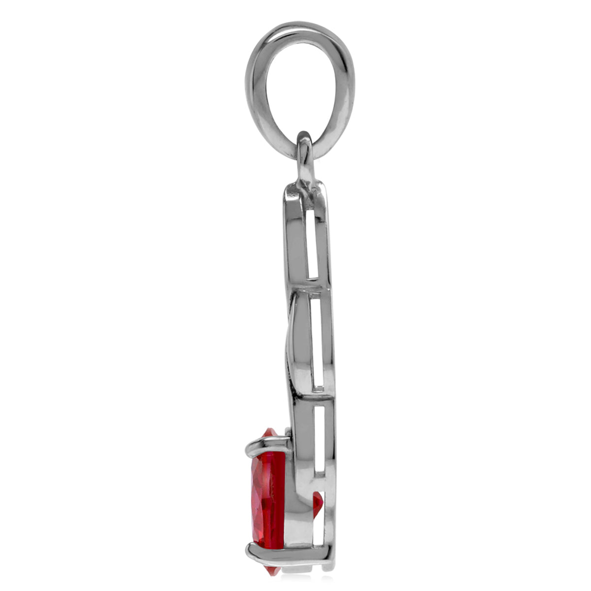 Created Red Ruby 925 Sterling Silver Celtic Knot Pendant with 18 Inch Chain Necklace - Silvershake-store