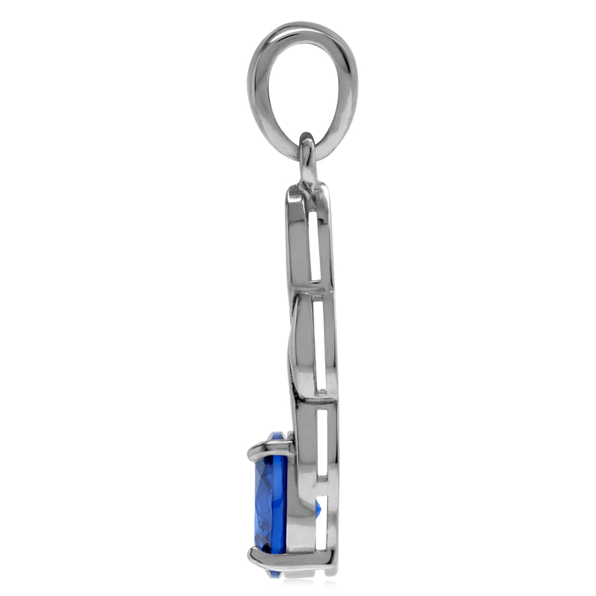 Created Blue Sapphire 925 Sterling Silver Celtic Knot Pendant with 18 Inch Chain Necklace silvershake