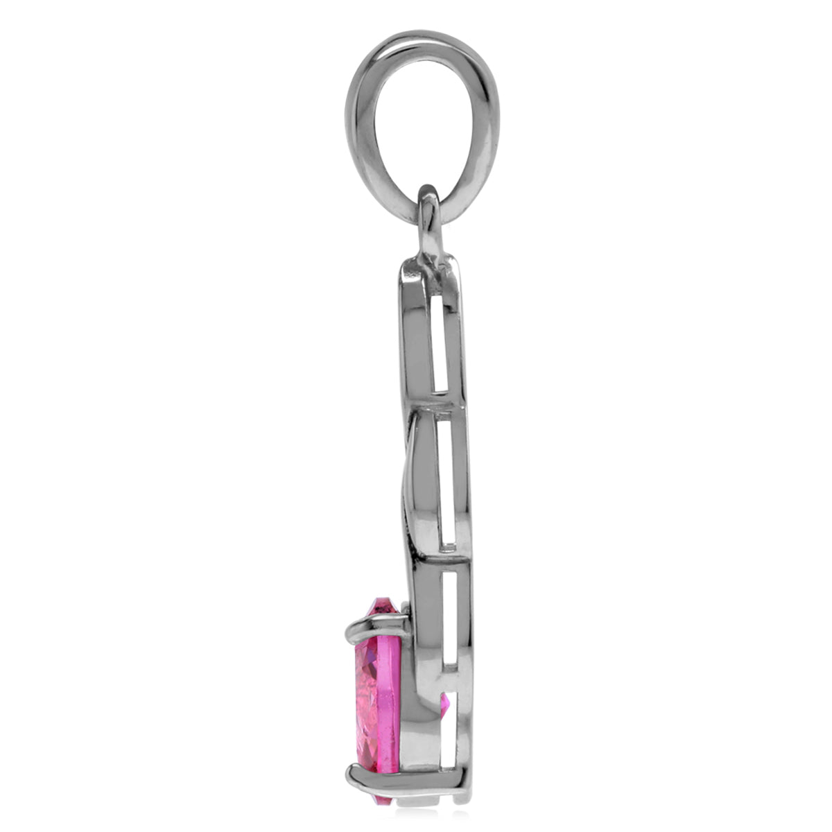 Created Pink Tourmaline 925 Sterling Silver Celtic Knot Pendant with 18 Inch Chain Necklace - Silvershake-store