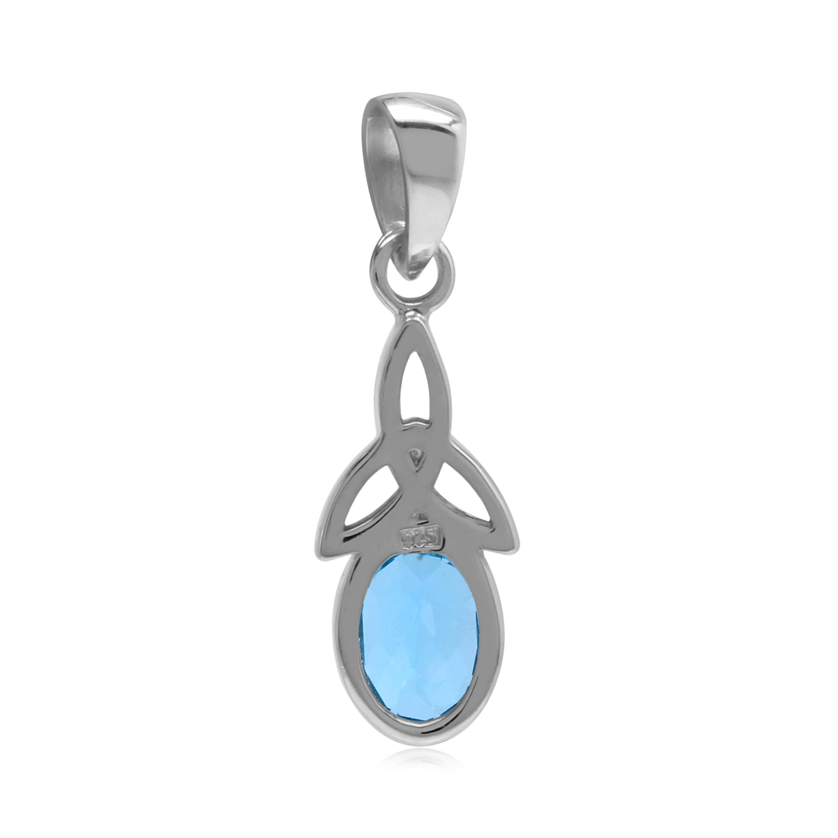 Swiss Blue Topaz 925 Sterling Silver Triquetra Celtic Knot Pendant with 18 Inch Chain Necklace silvershake