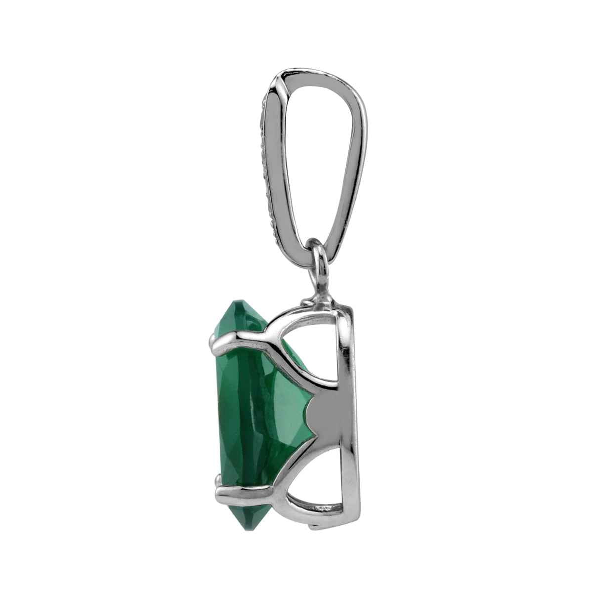 4.88 CTW Natural Emerald Green Agate & Topaz 925 Sterling Silver Pendant w/ 18 Inch Chain Necklace