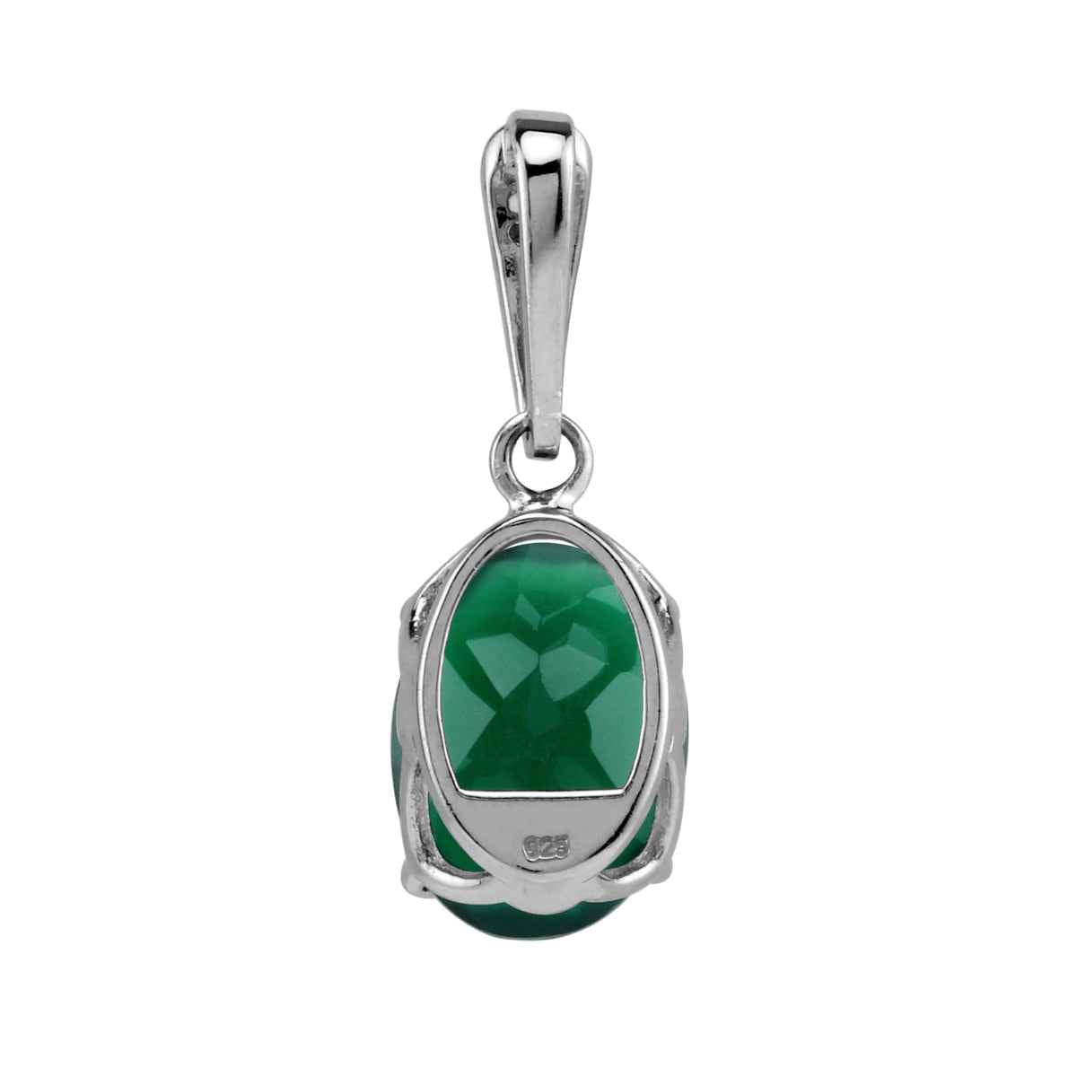 4.88 CTW Natural Emerald Green Agate & Topaz 925 Sterling Silver Pendant w/ 18 Inch Chain Necklace