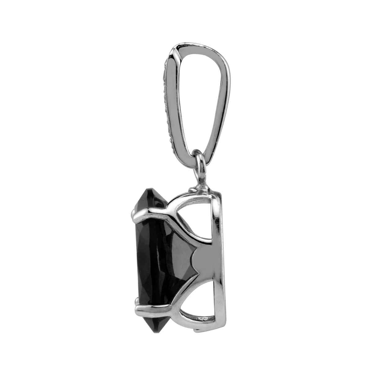 7.56 CTW Natural Black Onyx & White Topaz 925 Sterling Silver Pendant w/ 18 Inch Chain Necklace
