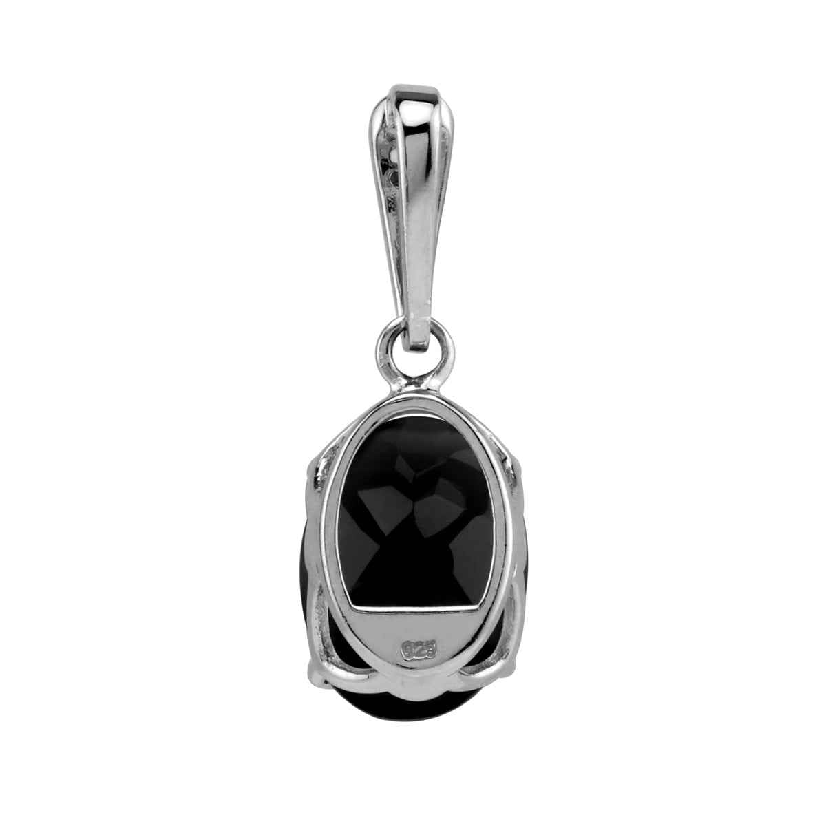 7.56 CTW Natural Black Onyx & White Topaz 925 Sterling Silver Pendant w/ 18 Inch Chain Necklace