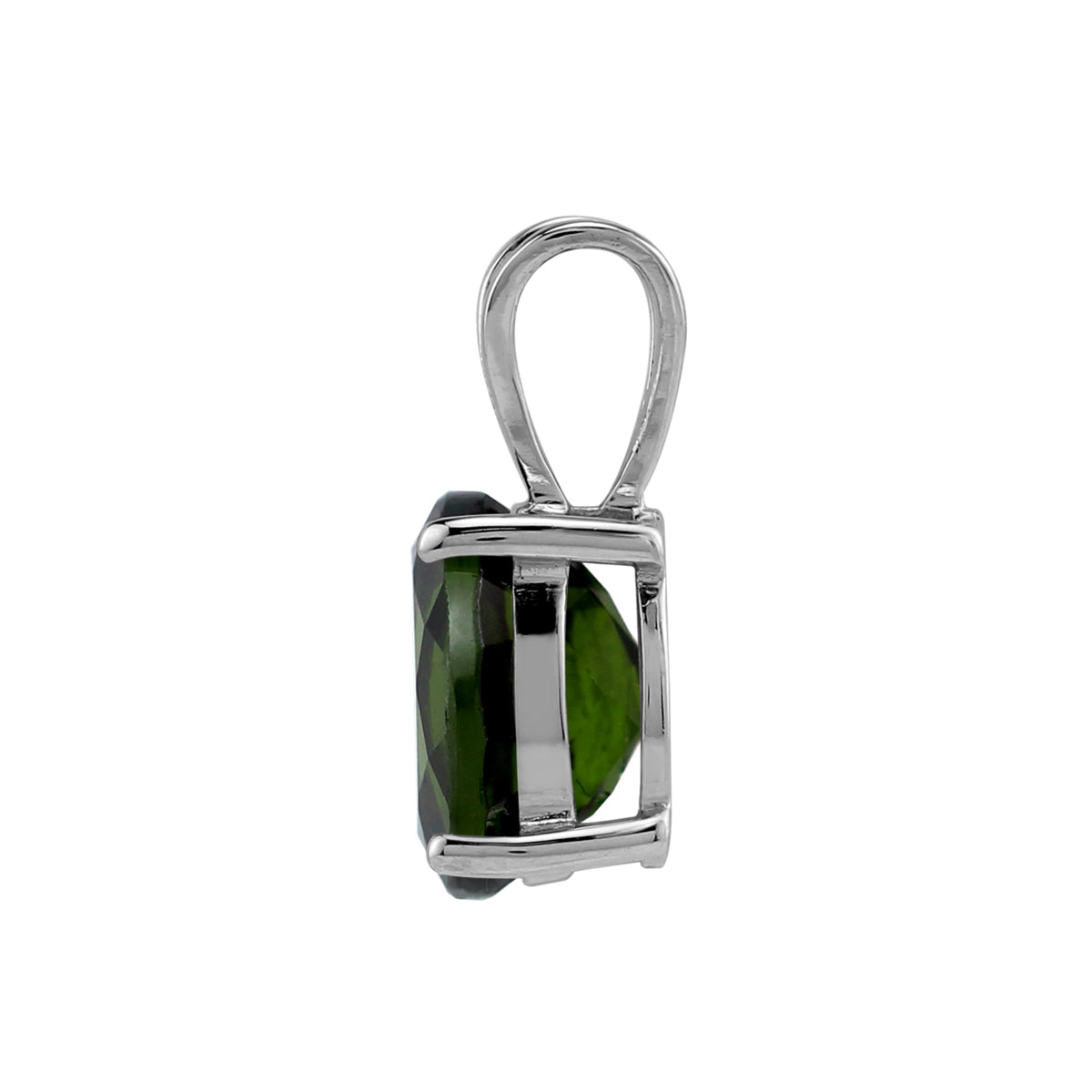8x6mm Natural Chrome Diopside 925 Sterling Silver Solitaire Pendant w/ 18" Chain Necklace silvershake