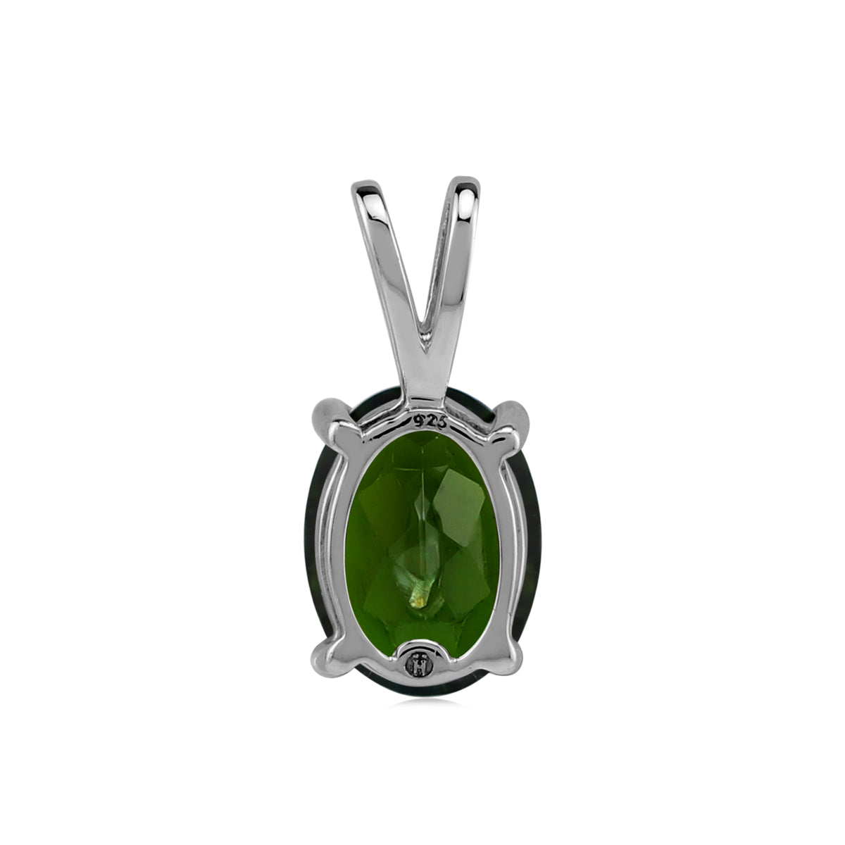 8x6mm Natural Chrome Diopside 925 Sterling Silver Solitaire Pendant w/ 18" Chain Necklace silvershake