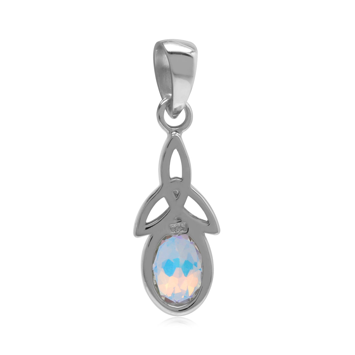Mercury Mist Aurora Borealis Topaz 925 Sterling Silver Triquetra Celtic Knot Pendant w/ 18" Necklace silvershake