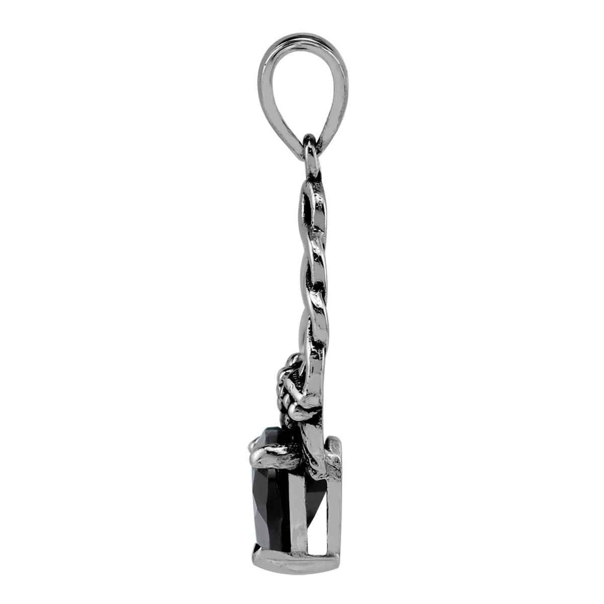 1 CTW 7MM Natural Heart Shape Black Onyx 925 Sterling Silver Claddagh Gemstone Pendant with 18 Inch Chain Necklace