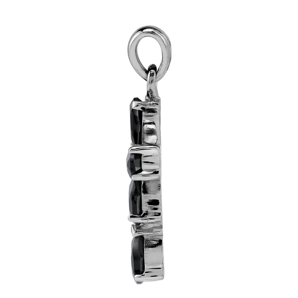 1 CTW Natural Black Onyx 925 Sterling Silver Cross Gemstone Pendant with 18 Inch Chain Necklace silvershake