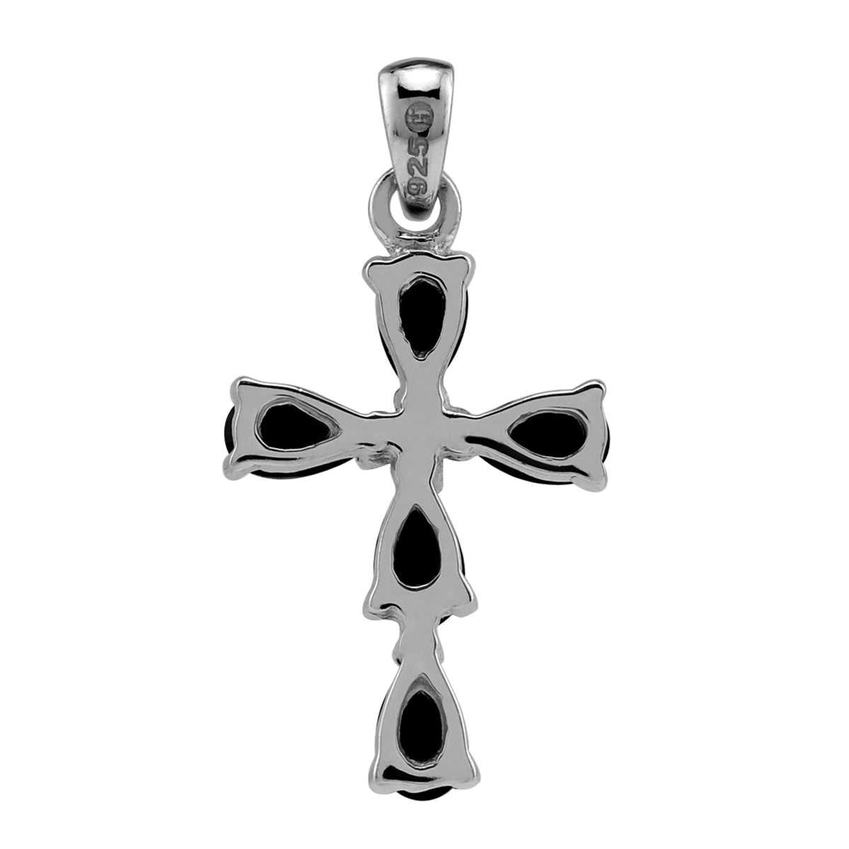 1 CTW Natural Black Onyx 925 Sterling Silver Cross Gemstone Pendant with 18 Inch Chain Necklace silvershake