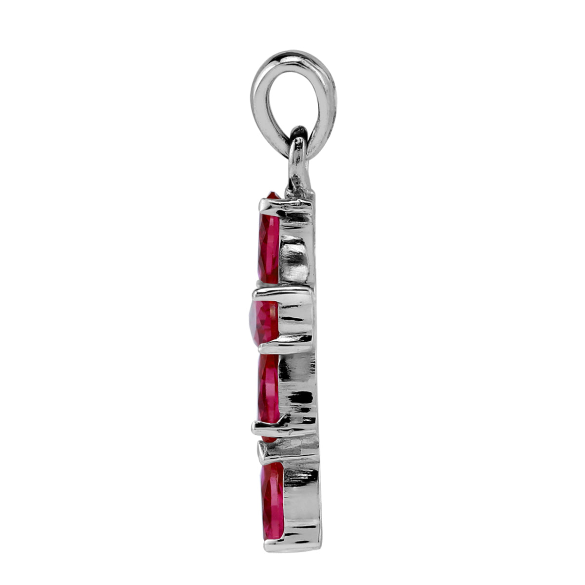 Simulated Red Ruby 925 Sterling Silver Cross / Religion / Christian Pendant /18 Inch Chain Necklace silvershake