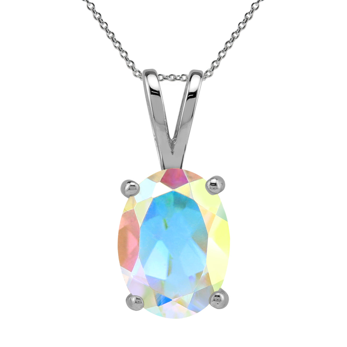 Genuine Mercury Mist Aurora Borealis Topaz 925 Sterling Silver Business Attire Pendant /18" Necklace silvershake