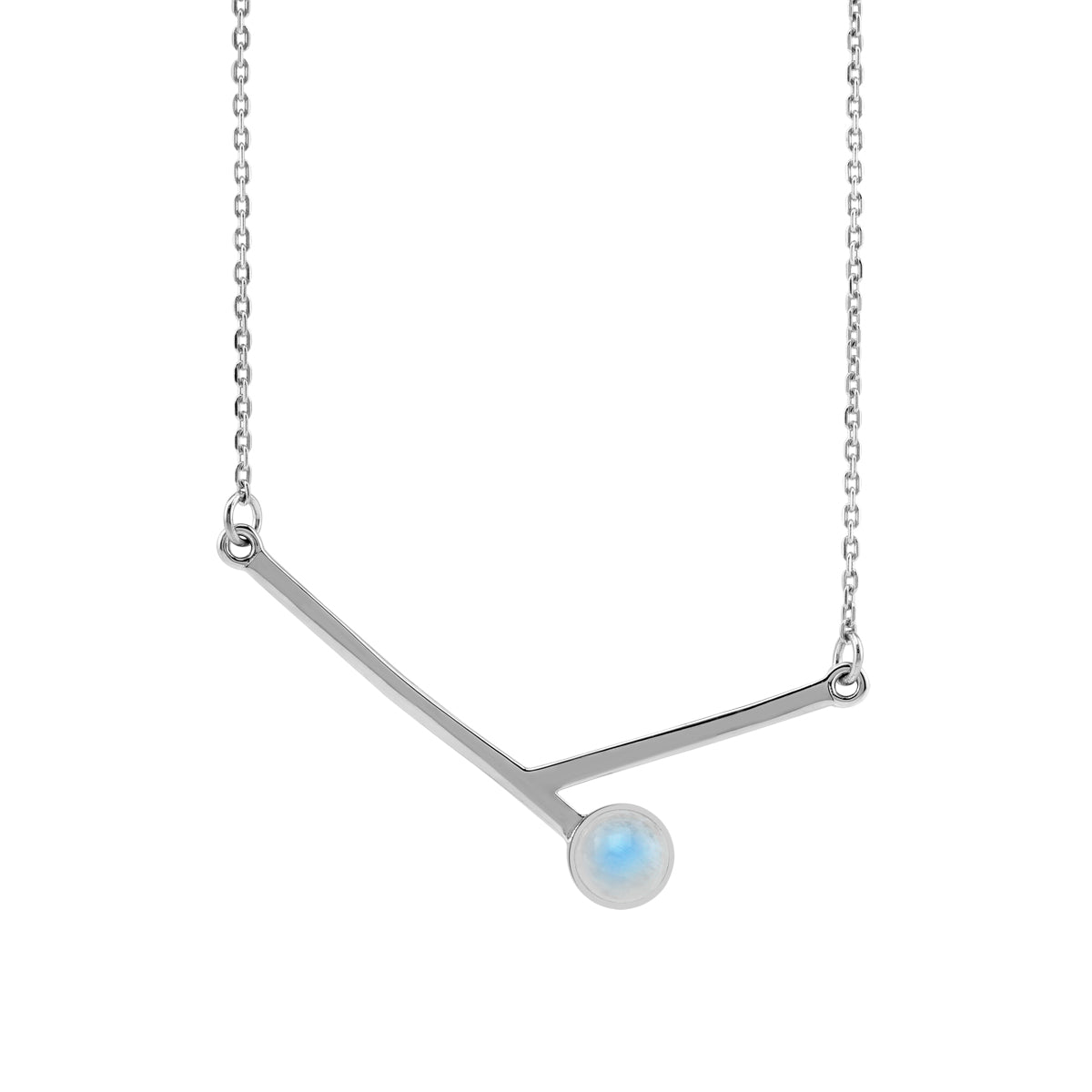 6MM Natural Round Shape Rainbow Moonstone 925 Sterling Silver Bar Minimalist Pendant with 17 to 20 Inch Adjustable Chain Necklace June Gemstone Birthstone Jewelry for Women