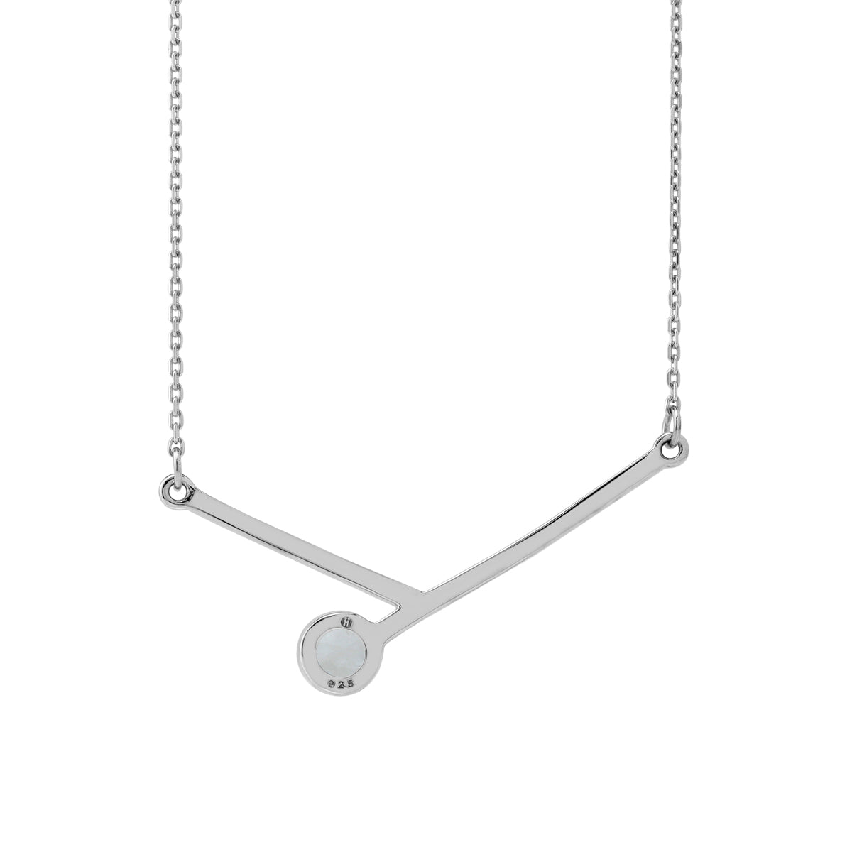 6MM Natural Round Shape Rainbow Moonstone 925 Sterling Silver Bar Minimalist Pendant with 17 to 20 Inch Adjustable Chain Necklace June Gemstone Birthstone Jewelry for Women