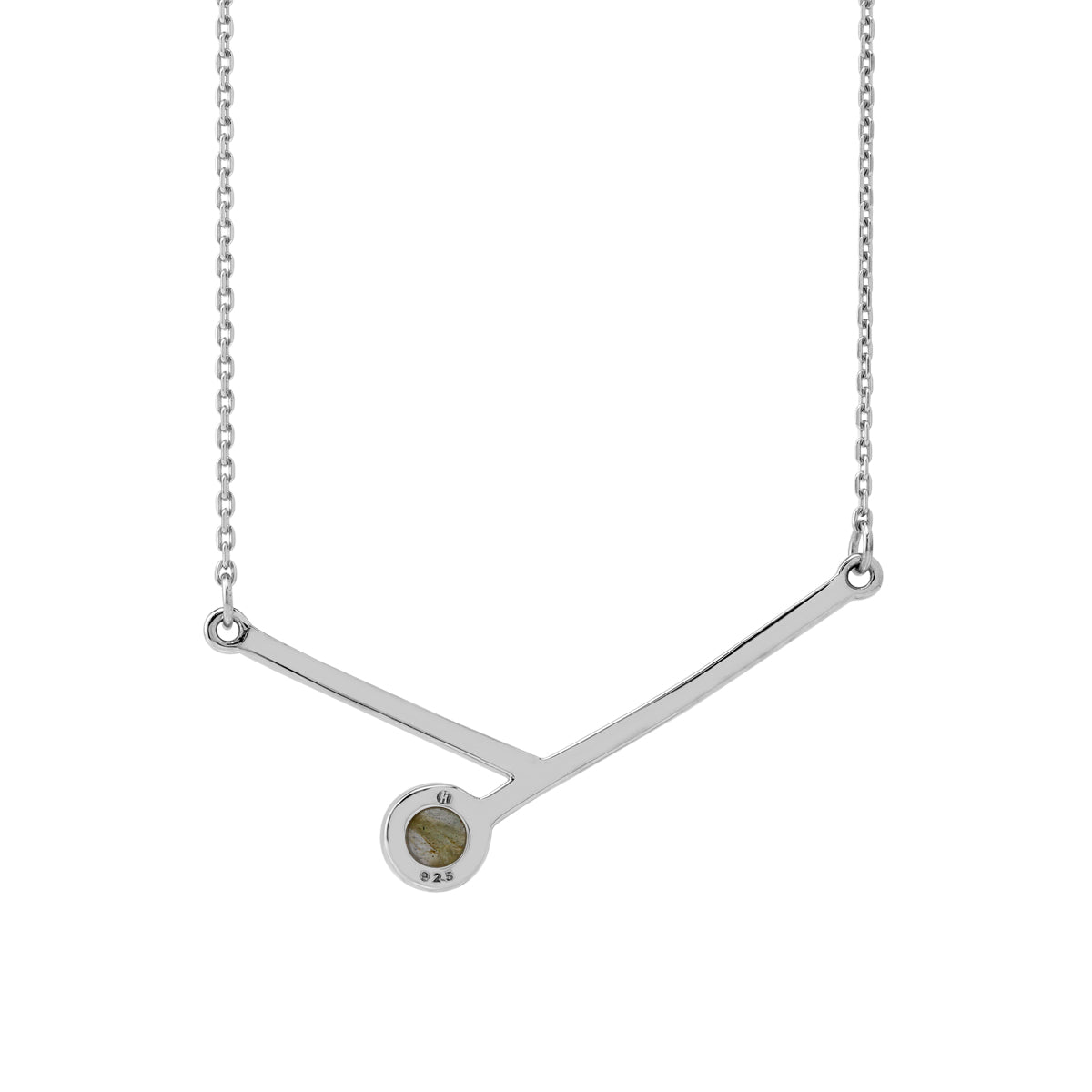 6MM Natural Round Shape Labradorite 925 Sterling Silver Bar Minimalist Pendant with 17 to 20 Inch Adjustable Gemstone Chain Necklace Jewelry for Women