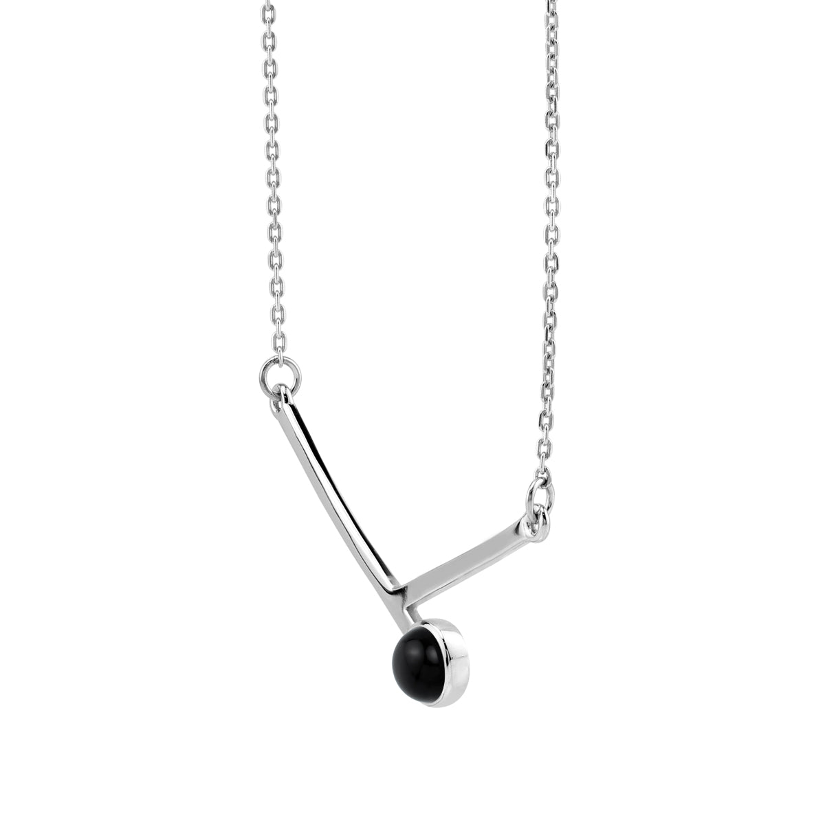 6MM Natural Round Shape Black Onyx 925 Sterling Silver Bar Minimalist Pendant with 17 to 20 Inch Adjustable Gemstone Chain Necklace Jewelry for Women