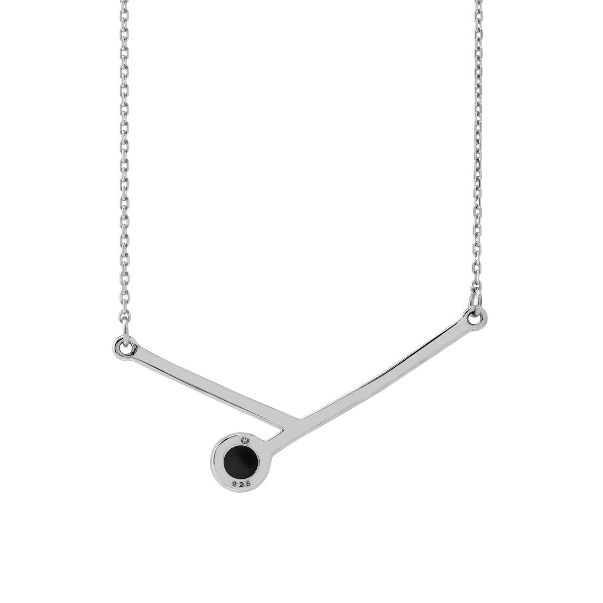 6MM Natural Round Shape Black Onyx 925 Sterling Silver Bar Minimalist Pendant with 17 to 20 Inch Adjustable Gemstone Chain Necklace Jewelry for Women