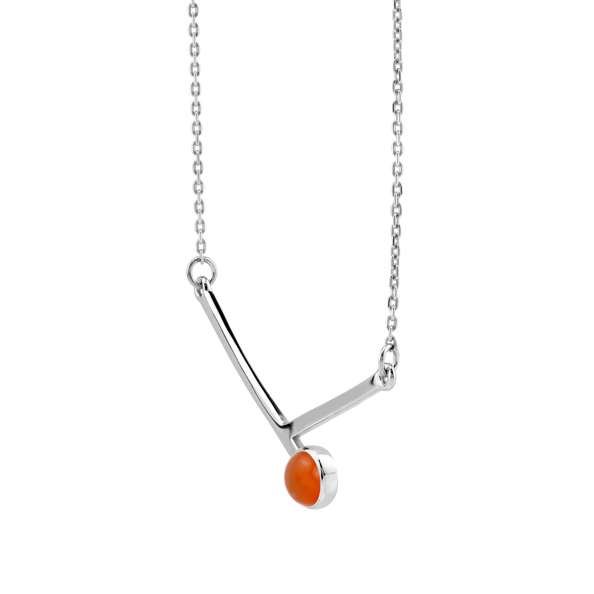 6MM Genuine Round Shape Orange Carnelian 925 Sterling Silver Bar Minimalist Pendant with 17 to 20 Inch Adjustable Chain Necklace Virgo Gemstone Birthstone Jewelry for Women