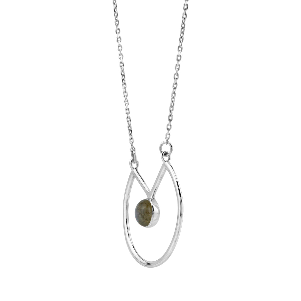 6MM Natural Round Shape Labradorite 925 Sterling Silver Circle Geometric Minimalist Pendant with 17 to 20 Inch Adjustable Gemstone Chain Necklace Jewelry for Women