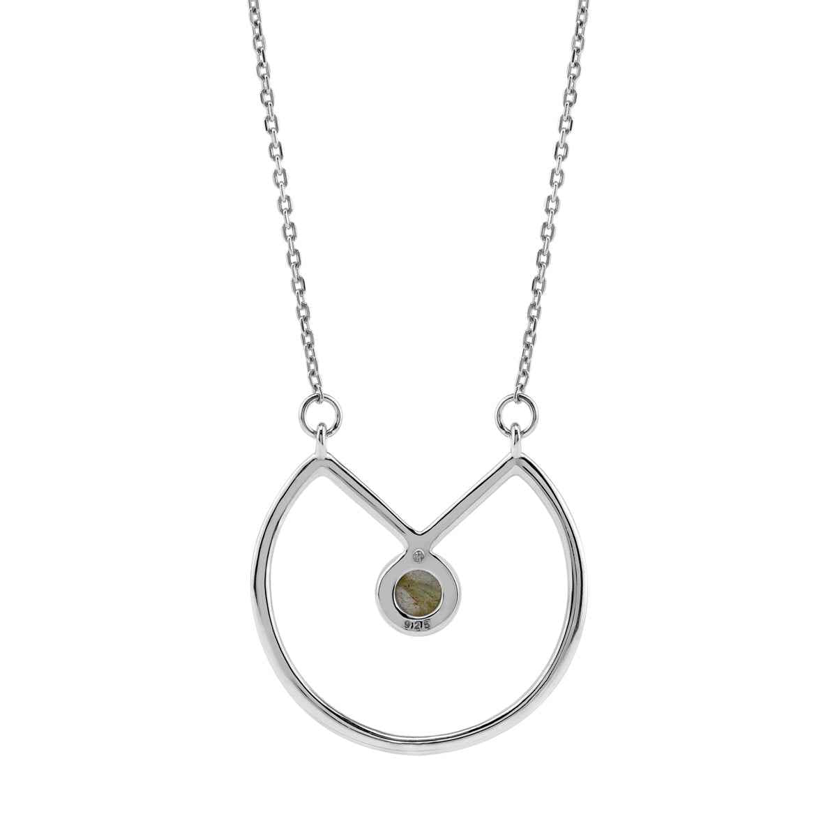 6MM Natural Round Shape Labradorite 925 Sterling Silver Circle Geometric Minimalist Pendant with 17 to 20 Inch Adjustable Gemstone Chain Necklace Jewelry for Women