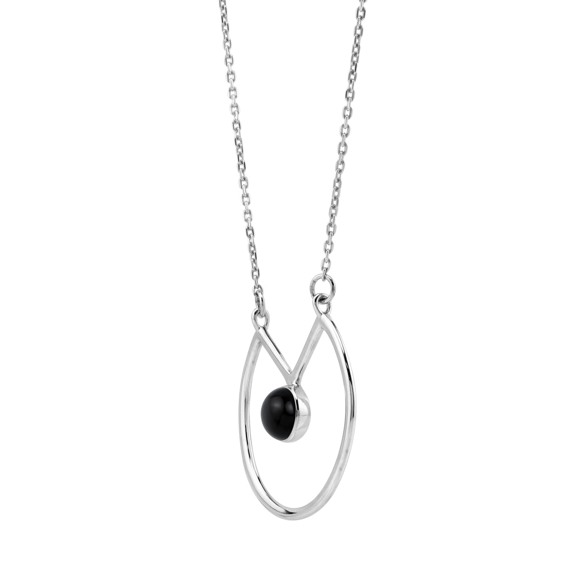 6MM Natural Round Shape Black Onyx 925 Sterling Silver Circle Geometric Minimalist Pendant with 17 to 20 Inch Adjustable Gemstone Chain Necklace Jewelry for Women