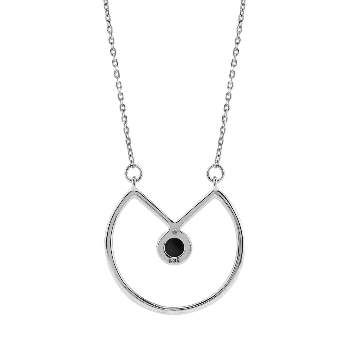 6MM Natural Round Shape Black Onyx 925 Sterling Silver Circle Geometric Minimalist Pendant with 17 to 20 Inch Adjustable Gemstone Chain Necklace Jewelry for Women