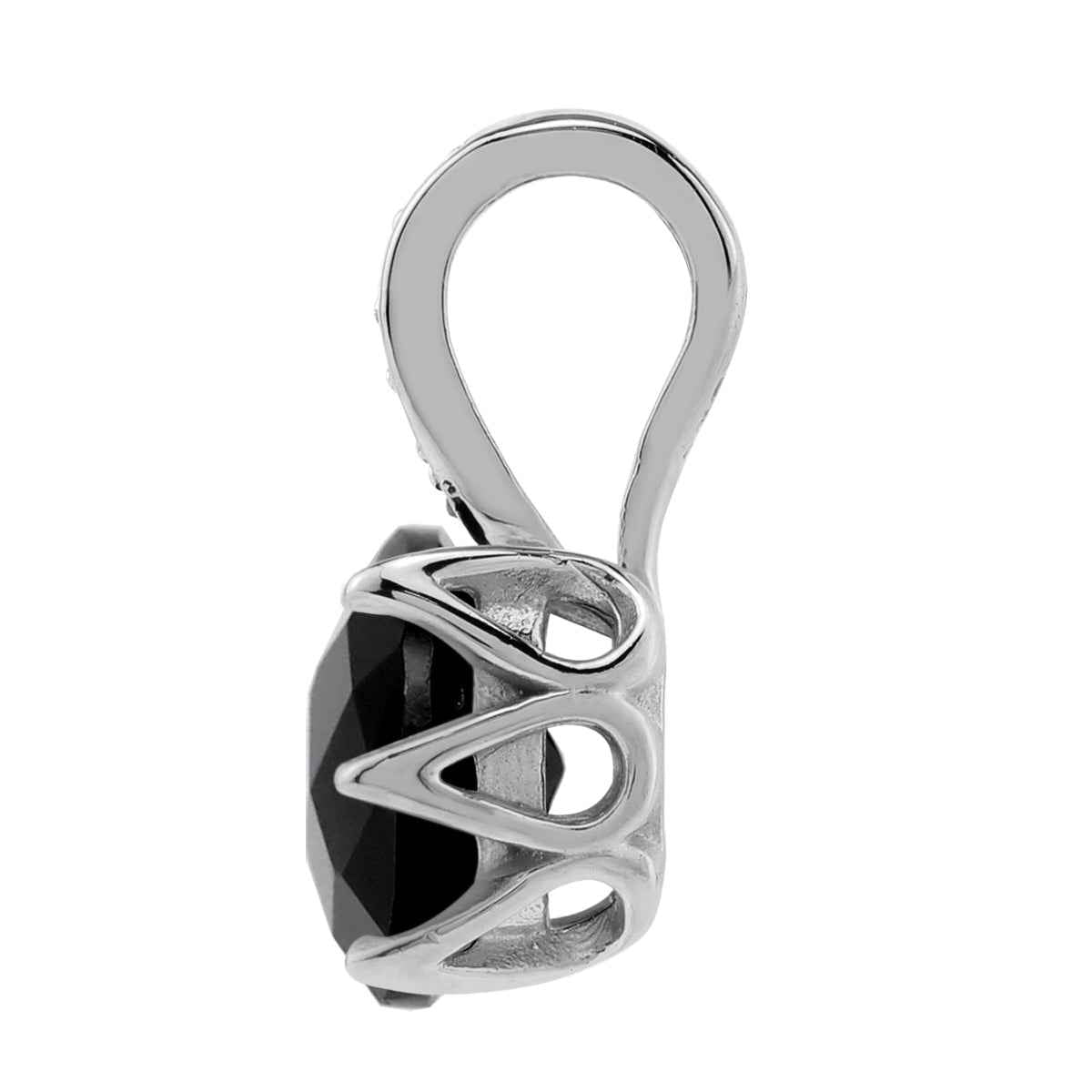 1.92 CTW 8MM Natural Cushion Shape Black Onyx White Gold Plated 925 Sterling Silver Gemstone Pendant with 18 Inch Chain Necklace Jewelry for Women